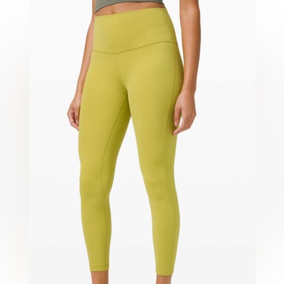 LULULEMON ALIGN HIGH RISE 25” LEGGINGS YELLOW PEAR COLOR WAIST 14” SIZE 10 NWT - Picture 3 of 5